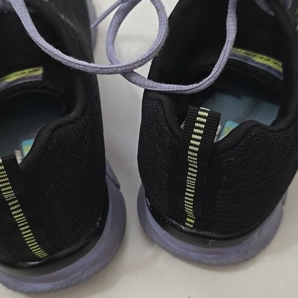 Skechers Women Washable Sneakers Air Cooled Memory Foam Lite-Foam Black/purple 8 - Picture 2 of 8